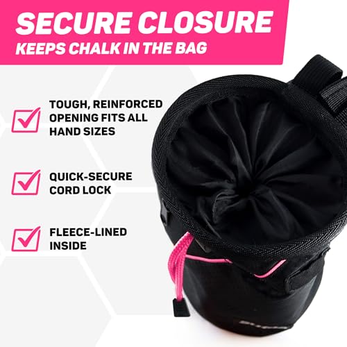 Chalk Bag for Rock Climbing - Rock Climbing Gifts Gear Accessories - Quick-Clip Belt, Large Zippered Pockets & Brush Holder - Weight Lifting, Gym, Bouldering, Disc Golf, Wall, Rock Climbing Chalk Bag