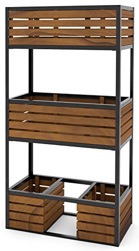 Hochbeet Cube Metall & Holz - 3 Etagen Gemüsebeet Kräuterbeet - Beet für Terrasse Balkon & Garten
