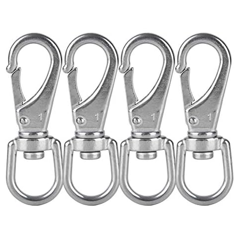 AOWESM Stainless Steel Swivel Eye Snap Hook, Heavy Duty Scuba Diving Clips, Flag Pole Clips, Spring Buckles for Bird Feeders Pet Chains Dog Leashes Keychains and More (M5/1#, Silver, 4-Pack) Cover