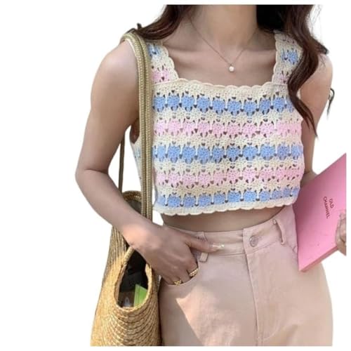 Image of NAIADES Women's Handmade Crochet Crop Top, Sleeveless Top for Women,Comfortable Fit