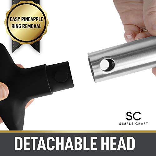 Simple Craft Pineapple Corer and Slicer Tool - Stainless Steel Pineapple Cutter With Sharp Built-in Blade & Detachable Handle - Heavy-Duty Pineapple Corer For Easy Coring & Ring Slices (Black) - Thumbnail 3