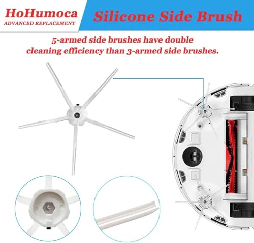 INF Replacement Spare Parts Compatible for Roborock S5 Max/S6 Max/S6 Pure/S6 MaxV/S50/S51/S55/S60/S65/S5/S6 Vacuum Cleaner, Accessory Kit Includes 1 x Head Brush, 2 x HEPA Filters, 3 x Side Brushes - Image 4