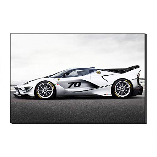 Peinture sur toile Ferrari voiture de sport argentée 50x70 cm