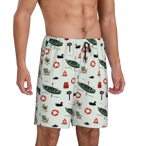 Mens Pajama Shorts, Pajama Bottoms for Men, Soft Sleep Shorts,Casual Pjs Pants with Pockets Drawstring2