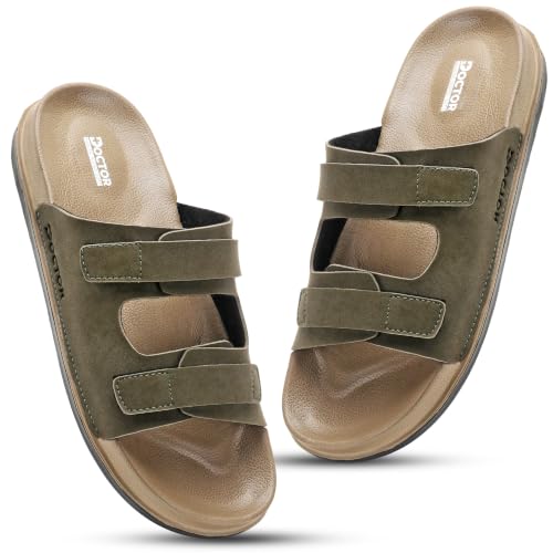 Image of DOCTOR HEALTH SUPER SOFT Men's Adjustable Strap Sandals | Soft Cushioned Footbed | Lightweight Anti-Skid Comfort Sandals | Casual Everyday Wear Slip-On Sandals for Men
