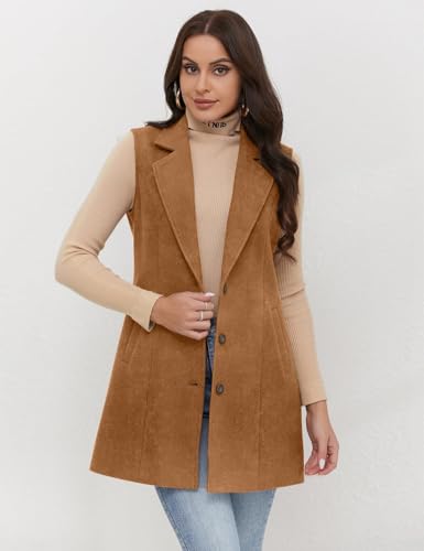 Image of IDEALSANXUN Plaid Vest for Women Fall Winter Sleeveless Blazer Jackets