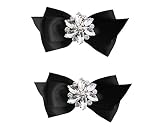 Polkar Shoe Clip Shoes Jewelry Decoration Crystal Shoe Buckle for Wedding party (Bow-Black)