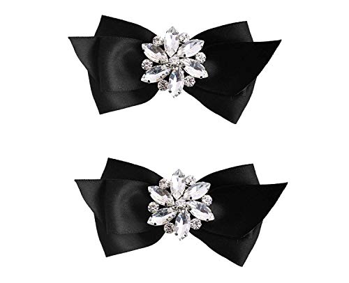 Polkar Shoe Clip Shoes Jewelry Decoration Crystal Shoe Buckle For Wedding Party (Bow-Black) #TOP22