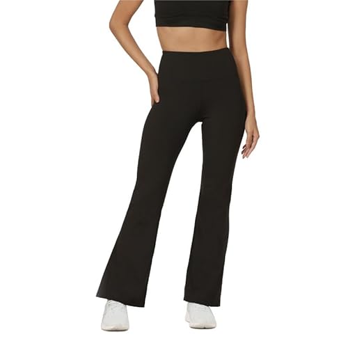 BlissClub The Ultimate Flare Pants - Lite | Taille haute | Longueur cheville | Taille élastique | 1 poche arrière, Bliss Black Tall – Au-dessus de 14 cm, 38
