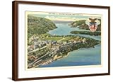 ART.COM Wall Art Print Air View, U.S. Military Academy, West Point, New York on Brown Frame, 29" x 21"