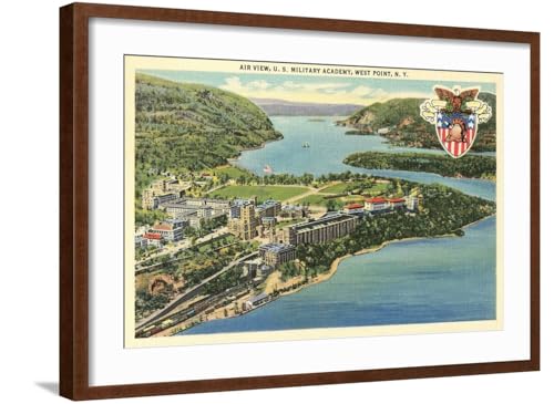 ART.COM Wall Art Print Air View, U.S. Military Academy, West Point, New York on Brown Frame, 29" x 21"