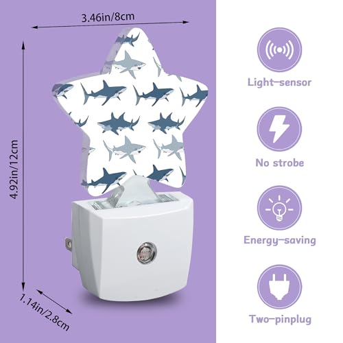 Image of Nightlight,Cute Shark Decorative Night Lights Plug Into Wall,Wild Fish Night Light with Auto Sensor for Bedroom,Nursery,Hallway,Stairway,Gifts