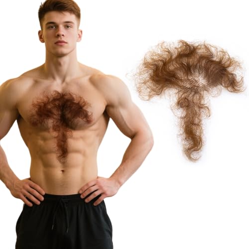 INFTOYCO Fake Chest Hair Body Hairs Adding Hair Volume Enhancement of Manliness Handmade Full Lace Fake Realistic Chest hair (Brownish Yellow)