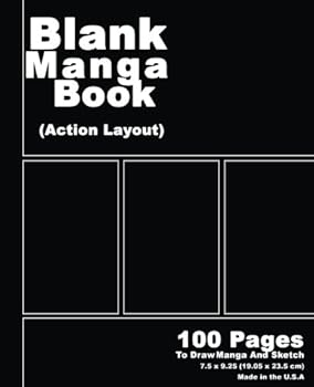 Blank Manga Book : Black Cover,7. 5 X 9. 25, 100 Pages, Manga Action Pages,for Drawing Your Own Comics, Idea and Design Sketchbook,for Artists of All Levels