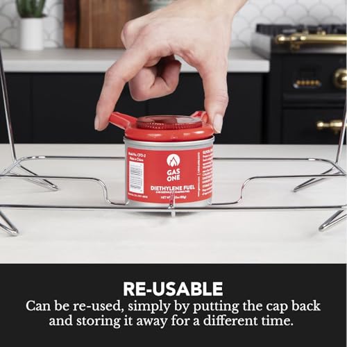 Image of GasOne 2+ Hour Chafing Fuel - Food Warmer for Chafing Dish Buffet Set - Liquid Safe Fuel with Wick & Lid Opener for Chafing Dish (Pack of 24)