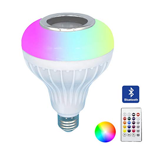 Ampoule LED avec haut-parleur Bluetooth intégré, Ampoules Colorées E27 12W RGB lampe de changement audio stéréo sans fil avec télécommande [Classe énergétique A+]