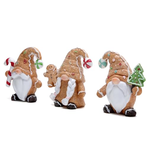 Hodao BY-660007-2 3 Set Of Christmas Gingerbread Man Elf Trio Tomte Swedish Scandinavian Gnomes Figurines Decorations Resin Boy And Girl Figurines thumb #1
