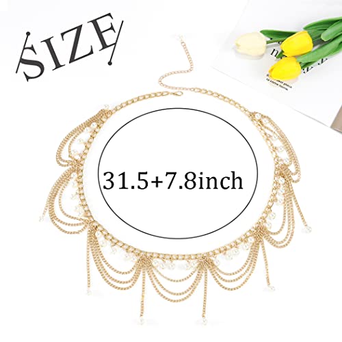 ELABEST Gold Waist Chain Layered Tassel Metal belly chain belt for women Fashion Costume Outfit Accessories3