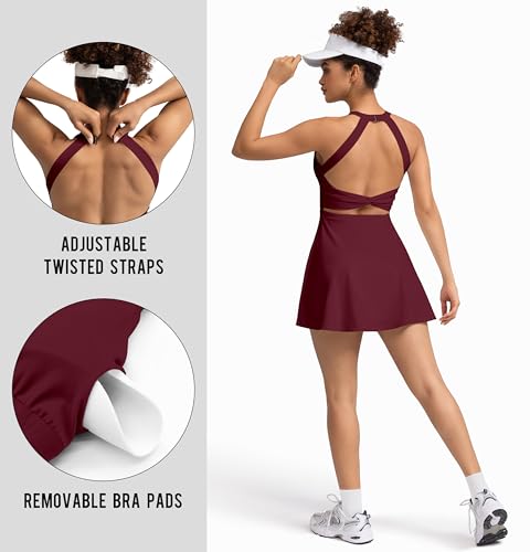 Womens Activewear Tennis Dress - Built in Shorts with Pockets and Bra Golf Athletic Workout Dresses4