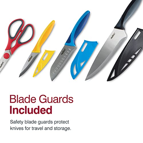 Zyliss 4-Piece Knife & Scissor Starter Value Set - Stainless Steel Kitchen Knife Set - Paring, Mini Santoku, And Chef's Knives - Safety Kitchen Blade Guards - Dishwasher & Hand Wash Safe - 4 Pieces #TOP3