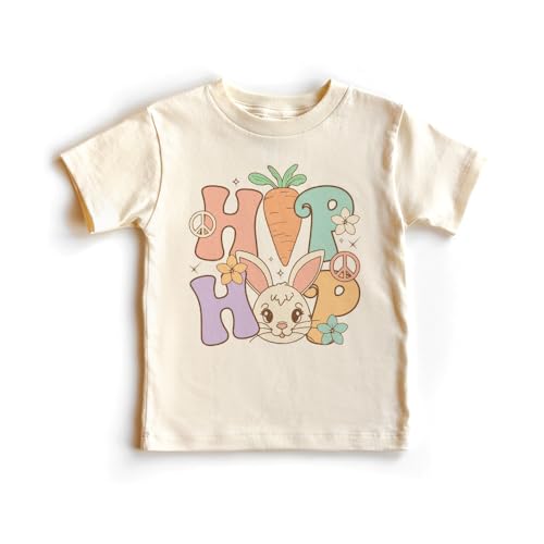 Hip Hop Easter Bunny Toddler Shirt - Retro Groovy Easter T-Shirt - Vintage Kids Natural Toddler Youth Tee