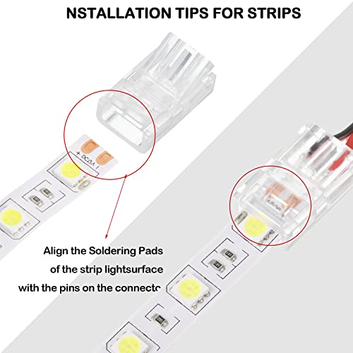 Image of 10 Packs Solderless LED Strip Connector Transparent Track Lighting Connectors Wire Strip Lights 16.4 ft Extension Cable Wire Cord for LED Light Speaker Electrical System(Chic Style, 2 Pin, 10 mm)