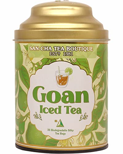 Image of Sancha Tea Boutique, Goan Iced Tea, 25 Pyramid Bags, Bergamot Flavoured Natural Iced Tea, Real Tea Leaves, Sugar-Free, Not Instant