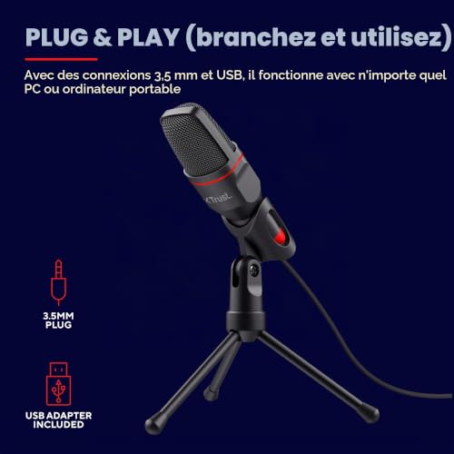 Microphone Trust GXT 212 Mico – USB avec Trépied, 50 - 16000 Hz - vue 8