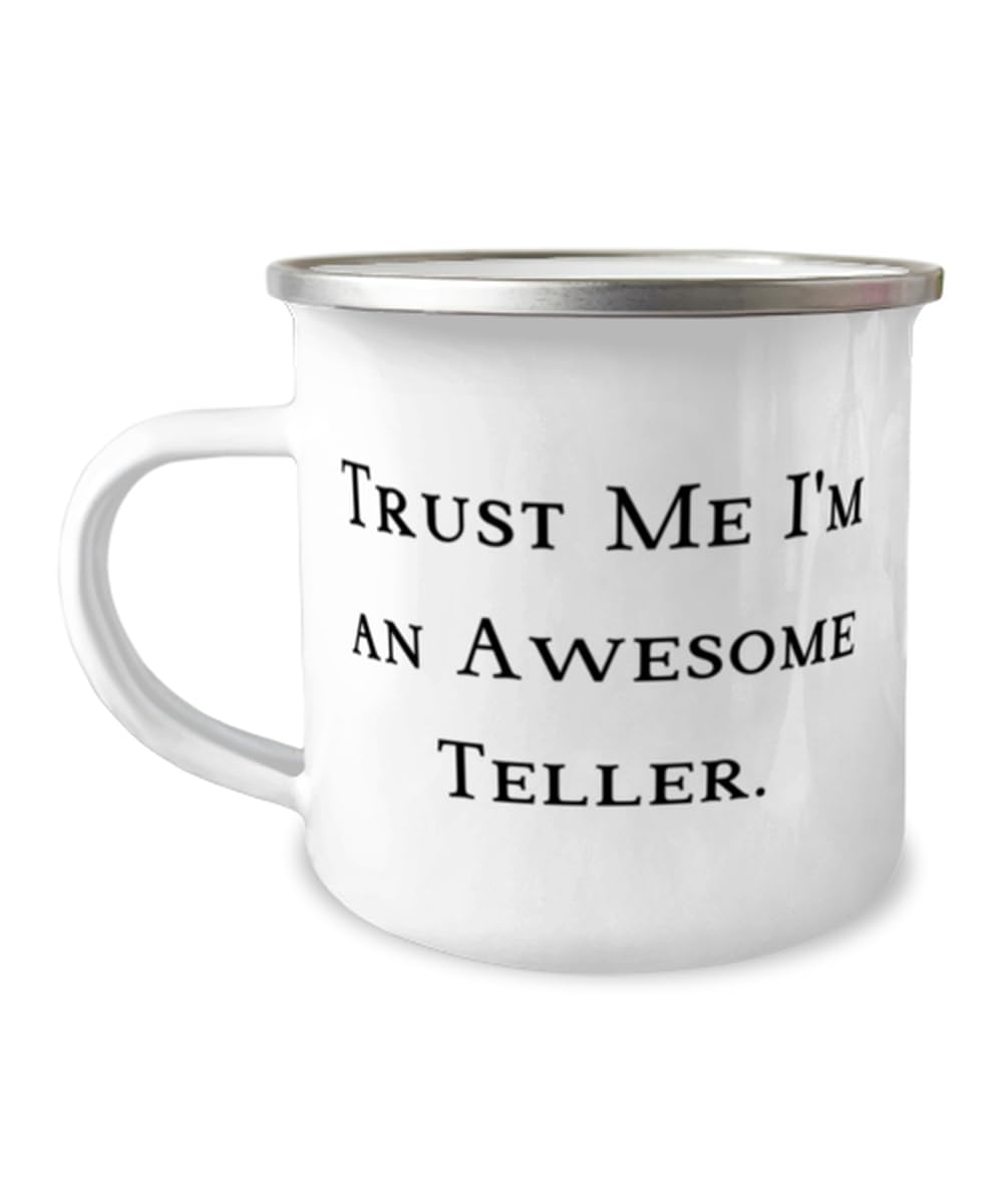 Special Teller Gifts, Trust Me I'm an Awesome Teller, Birthday 12oz Camper Mug For Teller from Friends, Gift ideas, Presents, Gifts for her, Gifts for him, Birthday gifts, Anniversary gifts, Wedding