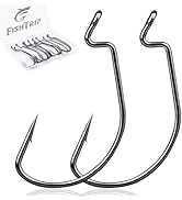 FishTrip 50/100/120pcs EWG Hooks for Bass Fishing Hooks, Extra Wide Gap Offset Worm Hook Texas Ri...
