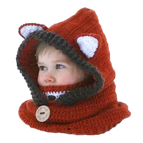 Warm Winter Kids Hat Crochet Knitted Caps coif Hood Fox Scarf Earflap Beanies Brick Red Fox Warm Winter Kids Hat Crochet Knitted Caps coif Hood Fox Scarf Earflap Beanies Brick Red Fox