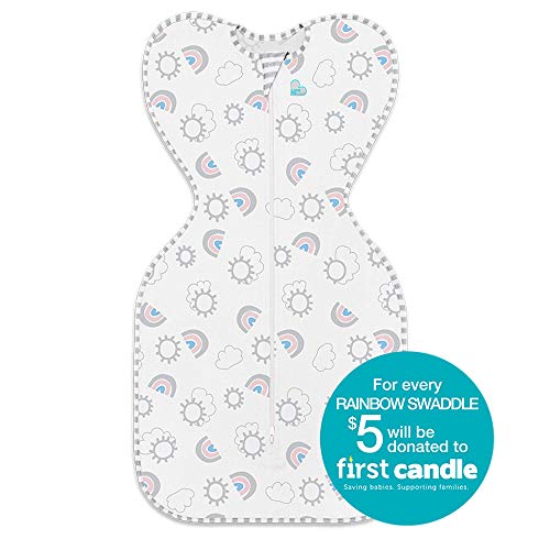 Love To Dream Swaddle UP, Rainbow, Newborn, 5-8.5 lbs, Dramatically Better Sleep, Allow Baby to Sleep in Their Preferred arms up Position for self-Soothing, snug fit Calms Startle Reflex