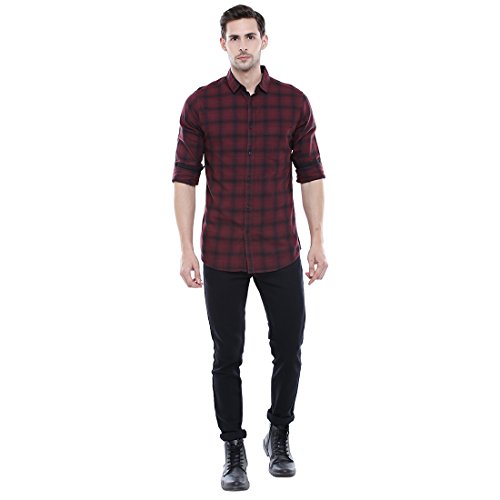 Image of Dennis Lingo Men Cotton Checkered Slim Fit Casual Shirt
