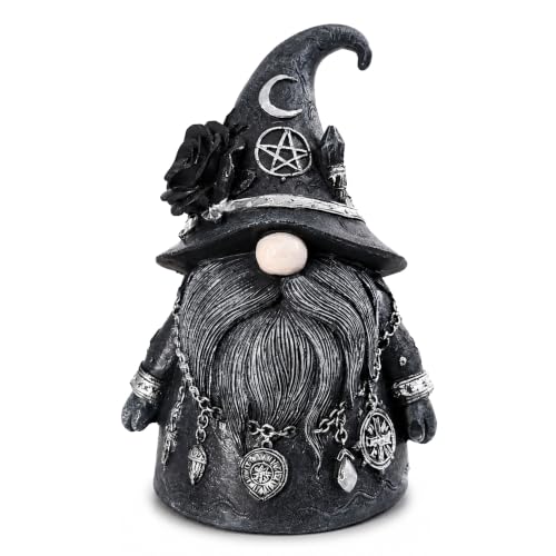 Black Resin Gothic Gnome Statue, 5.31' Goth Decor for Shelf & Home