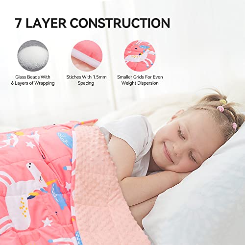 Insugar Weighted Blanket Kids 5Lbs, Cozy Toddler Fleece Heavy Blanket With Minky Dots, Ultra Soft Children Blankets Throws For Calm Sleep, 3 Color Options, 36 X 48Inch, Pink Unicorn #TOP3