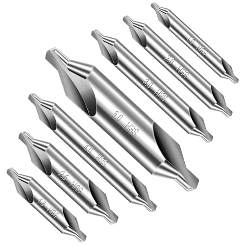 7 Pcs Centering Drill Bit M2 High Speed Steel Center Drill-Bit 60-Degree Angle Center Drill Bit Set Size 1.0 1.5 2.0 2.5 3.0 4.0 5.0 Countersink Tools for Lathe Metalworking