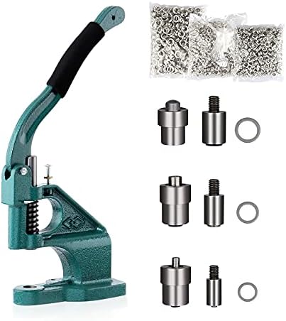 Dyna-Living Grommet Press Kit Eyelet Punch Kit Handheld Hole Punch Pliers Portable Eye Grommet Machine Tool Manual Puncher with 1500pcs Silver Grommets