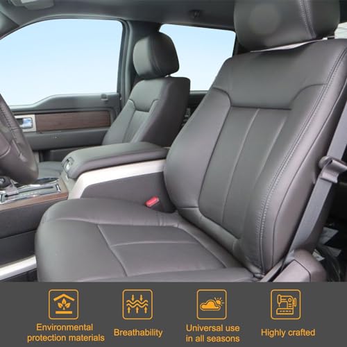 Priprilod Perforated Leather Black Driver Side Bottom Replacement Seat Cover Compatible with Ford F150 Lariat 2009 2010 2011 2012 2013 2014