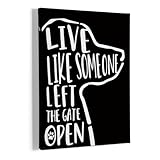 HIWX Dog Wall Art, Dog Art, Dog Wall Decor,Live Like Someone Left The Gate Open Framed Canvas Painting Wall Art Decor, Dog Sayings Wall Art Home Decoration For Living Room Bedroom Bathroom 11x14 Inch（Black）
