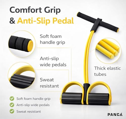 Image of PANCA Pull Reducer Training Bands Resistance Pedal Exerciser | 4 Tube Body Puller for Home Workout, Yoga & Crossfit | Arm, Leg, Tummy & Full Body Exercise Equipment for Men & Women