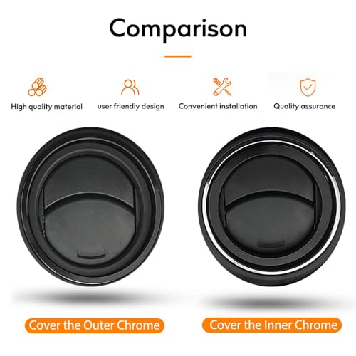 Image of Aluminum Alloy Vent Inner Rings Kit for Toyota Tacoma 2016-2023 (4pcs Black) - Air Conditioner Vent Trim Rings, Metal Interior Upgrade Accessories