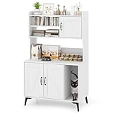 PETSITE Cat Litter Box Enclosure with Storage Shelf, 52 Inches Tall Modern Wooden Hidden Litter Box Furniture with Storage Shelving, Ideal for Indoor Cats (White)