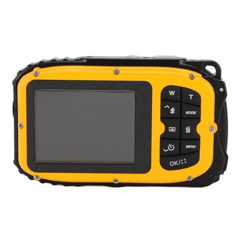 Caméra Vidéo sous-Marine, Appareil Photo sous-Marin de 196 Pouces avec écran Couleur de 2,4 Pouces, Carte Mémoire 32 G, Reconnaissance Faciale, Appareil Photo à Action pour Vlog (Yellow)