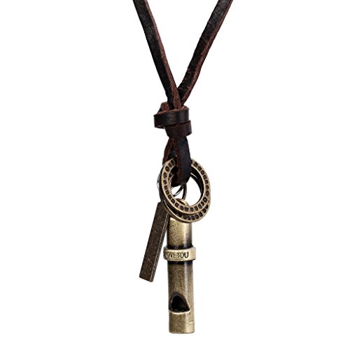 Bishilin Halskette Leder Herren, Lederkette mit Anhänger Pfeife Brauen Leder Halskette Personalisiert Männer Verstellbar 38.5-77CM Bishilin Halskette Leder Herren, Lederkette mit Anhänger Pfeife Brauen Leder Halskette Personalisiert Männer Verstellbar 38.5-77CM