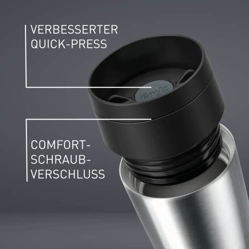 Emsa N20201 Travel Mug Classic Isolierbecher 0,36 Liter | neuer Komfort-Schraubverschluss | Edelstahl | 4h heiß und 8h kalt | 100% dicht… – Ansicht 5