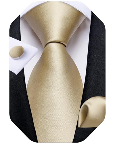 Image of DiBanGu Mens Solid Color Tie and Pocket Square Set Woven Silk Plain Necktie & Handkerchief for Men Wedding Party Formal