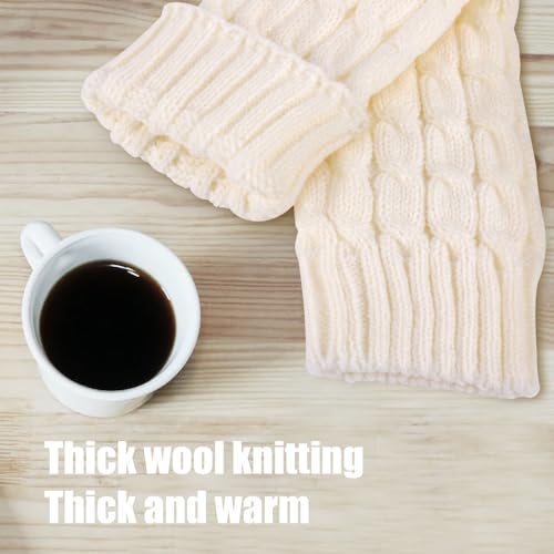 Image of lasuroa Knitted Leg Warmers, Kawaii Thick Knitting Yarn Winter Ankle Heap Long Socks Warm Crochet Twist Boot Topper