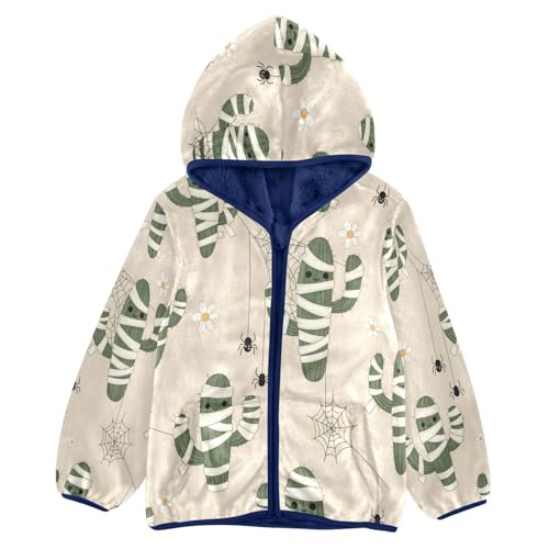Cute Cacti with Spiders Toddler Fleece Jacket Girl Boys Hooded Fleece Jacket Coat Warm Outwear Zip-up 3-10T