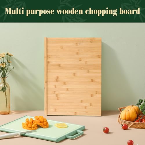 Tabla de Cortar y Para Pastelería Reversible Grande de Bambú, Bloque de Carnicero de Madera con Borde de Encimera, Tabla de Cocina de Doble Cara para Encimera miniatura 7