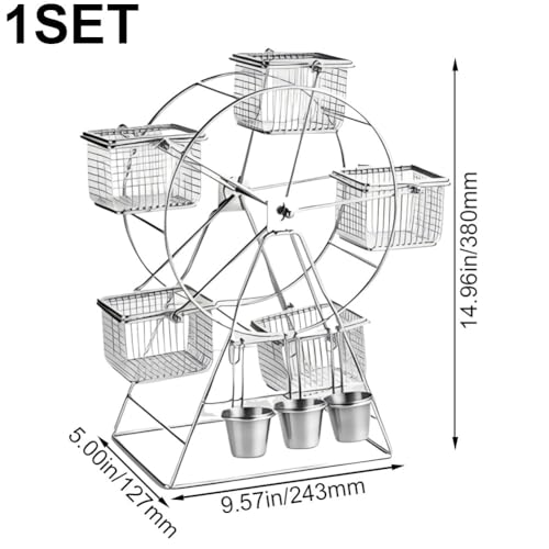 Soporte giratorio de acero inoxidable con 5 cestas para cupcakes y alimentos 4